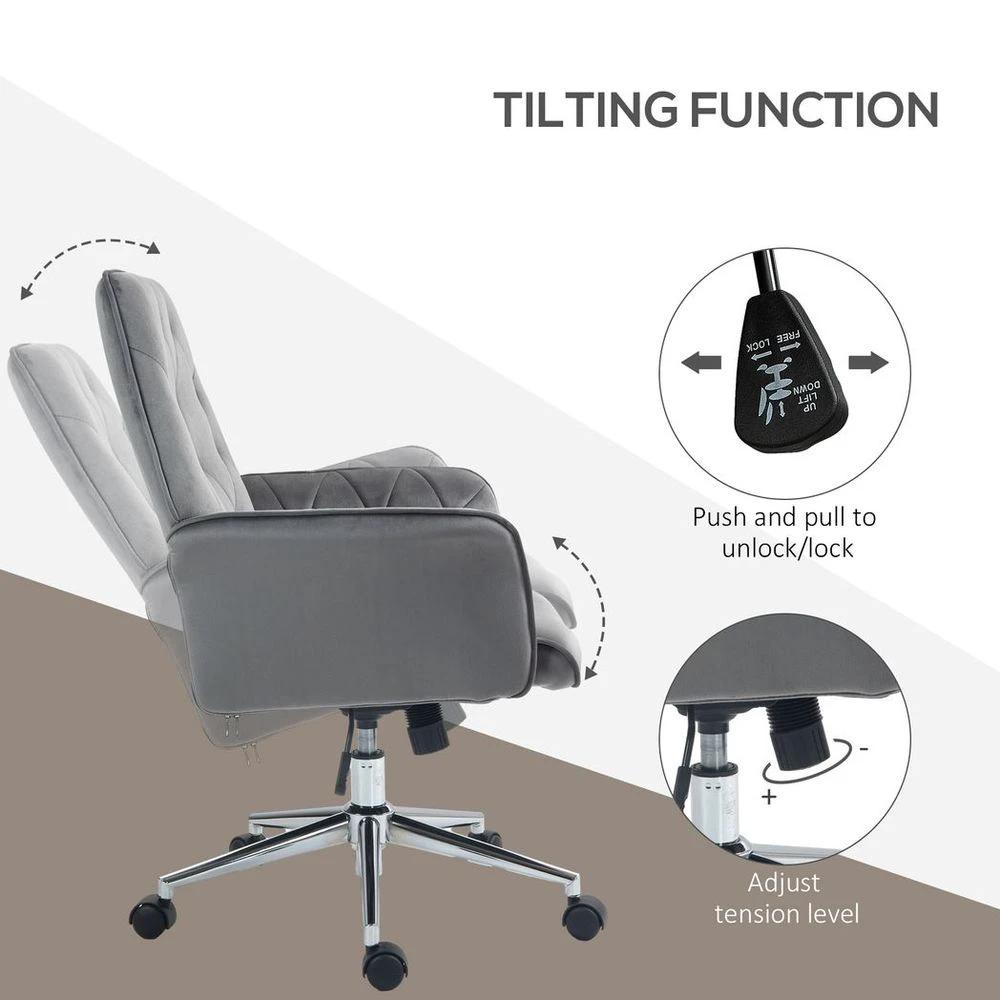 Vinsetto Vinsetto Swivel Computer Chair w/ Arm Modern Style Tufted Home Office Dark Grey - Office Chair