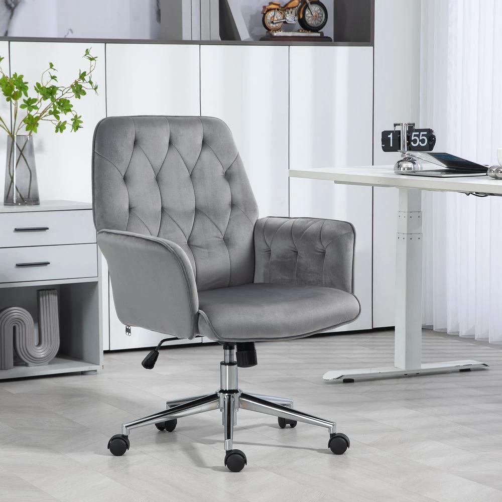 Vinsetto Vinsetto Swivel Computer Chair w/ Arm Modern Style Tufted Home Office Dark Grey - Office Chair