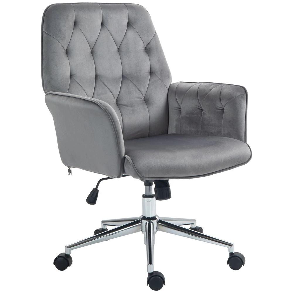 Vinsetto Vinsetto Swivel Computer Chair w/ Arm Modern Style Tufted Home Office Dark Grey - Office Chair