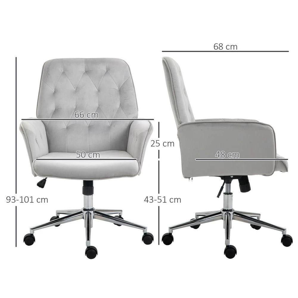 Vinsetto Swivel Computer Chair w/ Arm Modern Style Tufted Home Office Light Grey by Vinsetto
