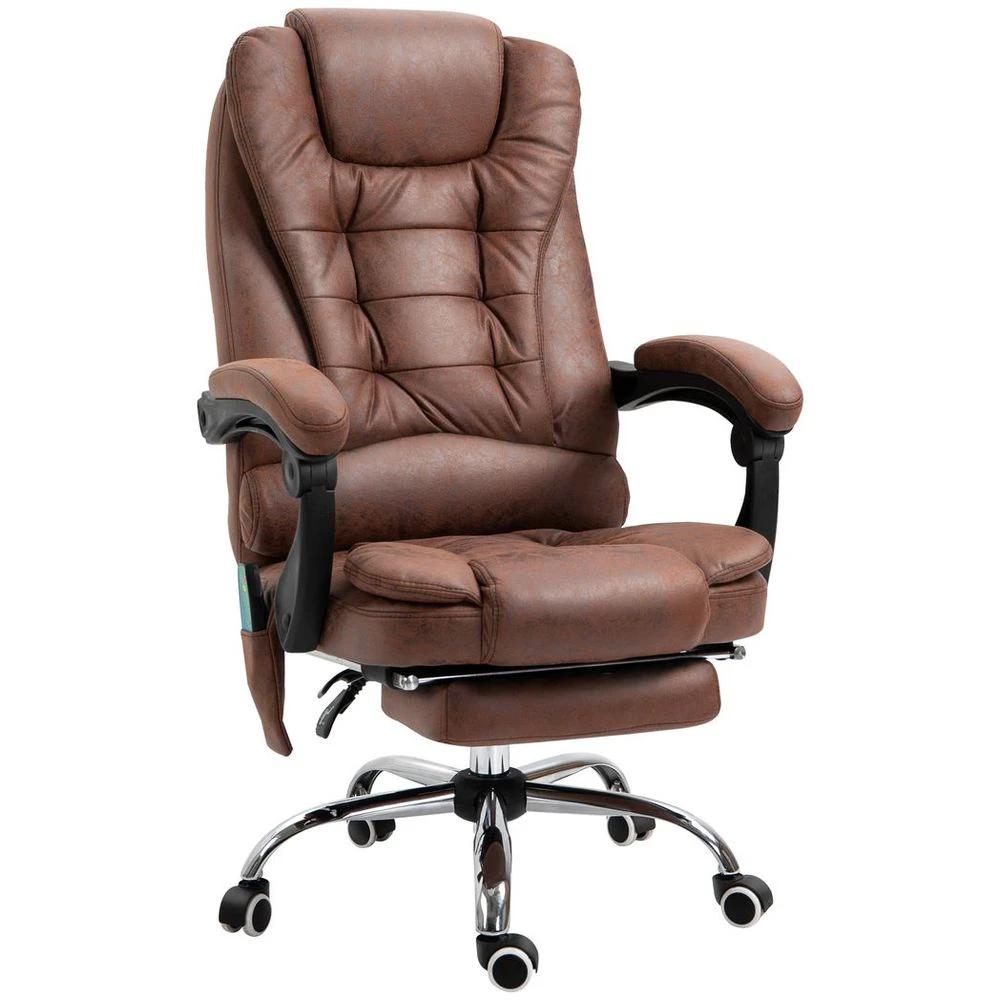 Vinsetto Vintage High Back Heated Massage Office Chair w/ 6 Vibration Points, Brown - Office Chair