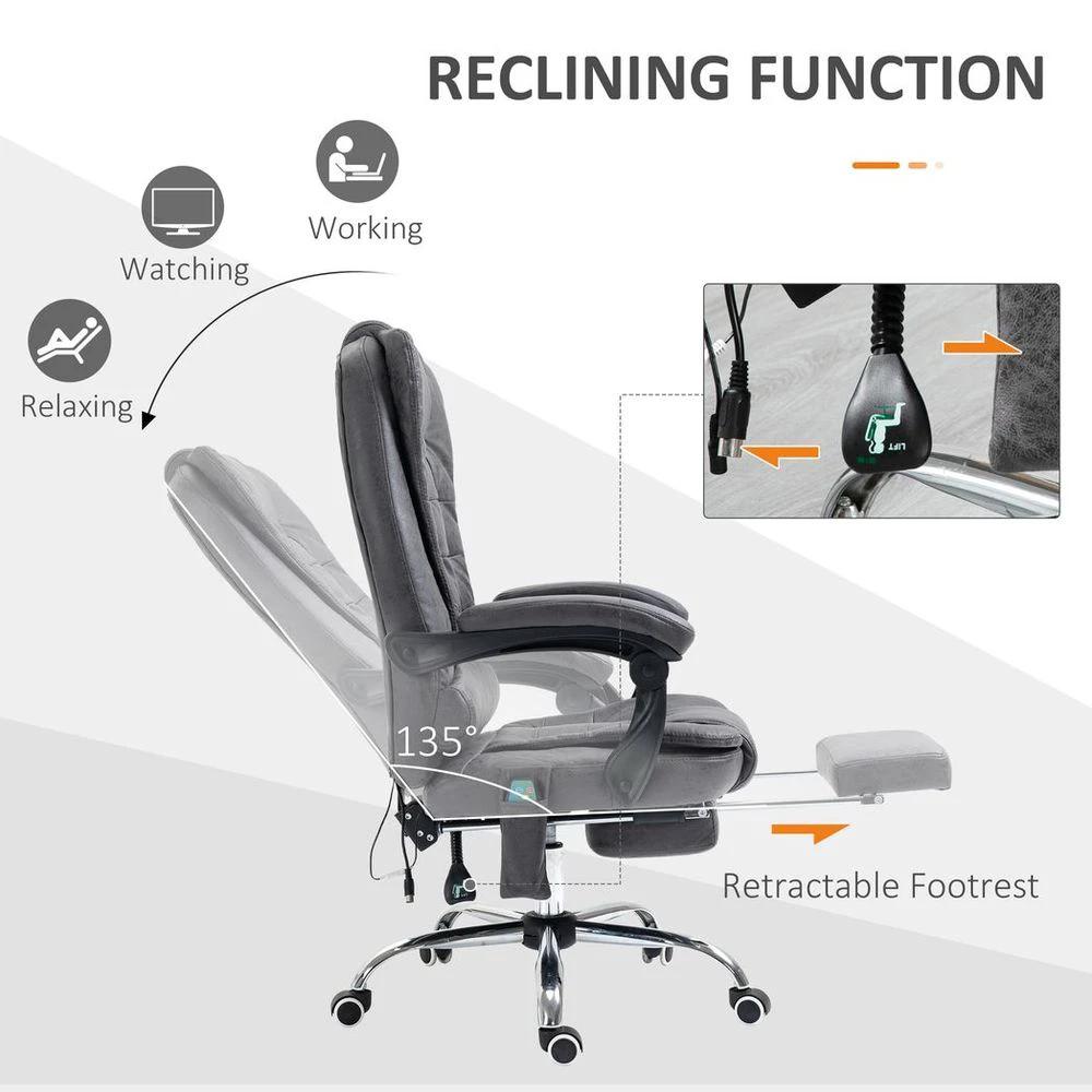 Vintage High Back Heated Massage Office Chair w/ 6 Vibration Points, Dark Grey by Vinsetto