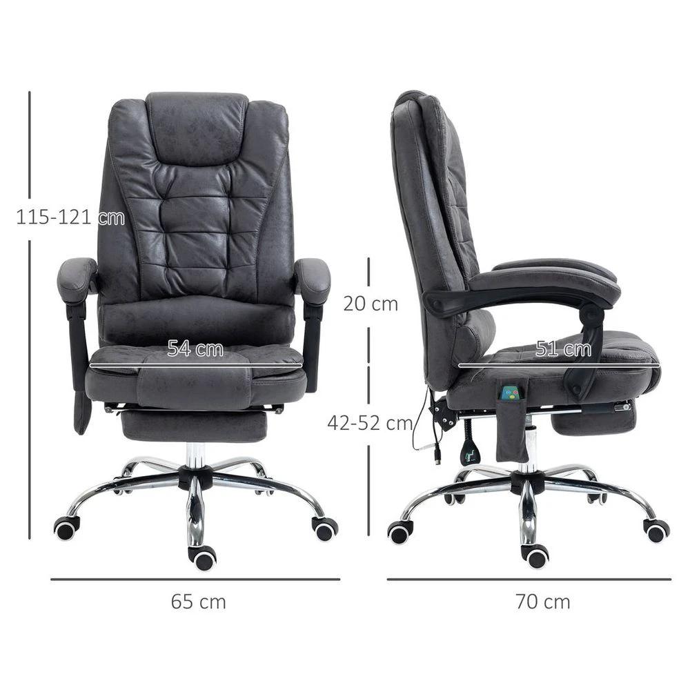Vintage High Back Heated Massage Office Chair w/ 6 Vibration Points, Dark Grey by Vinsetto