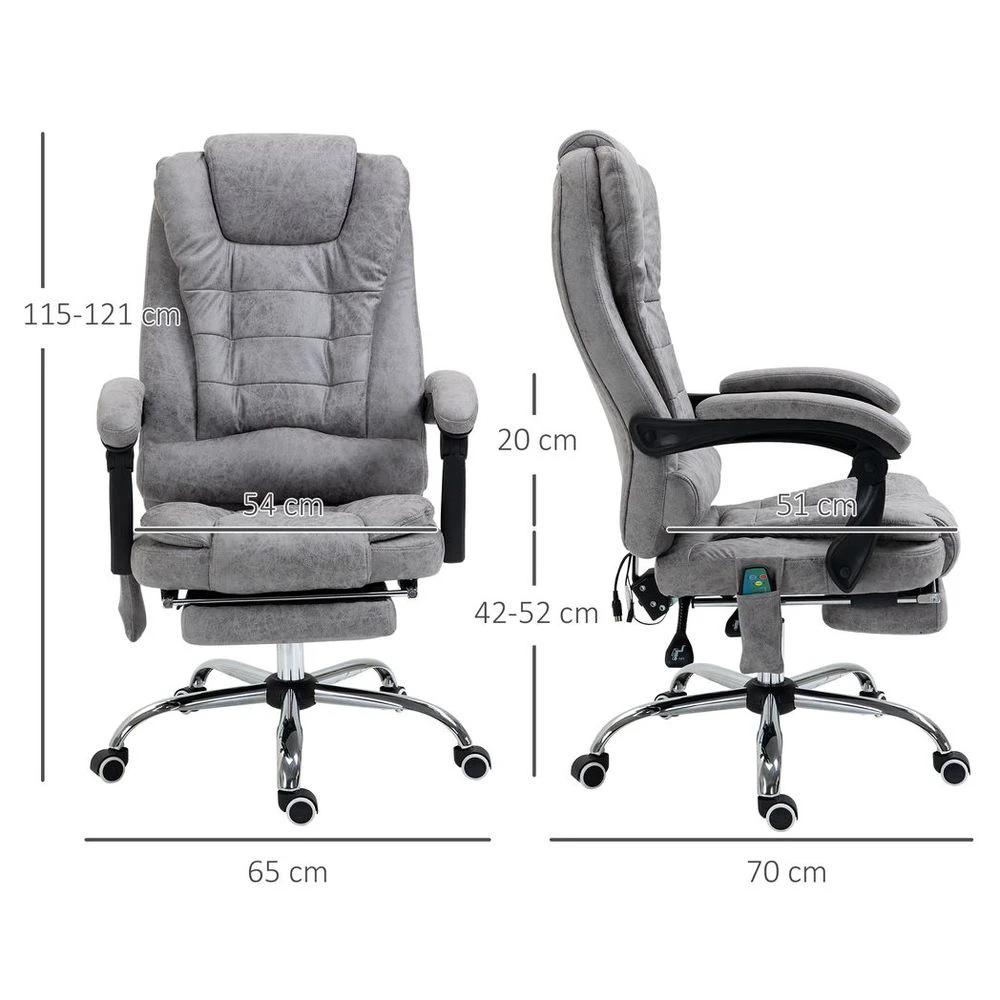Vinsetto Vintage High Back Heated Massage Office Chair w/ 6 Vibration Points, Grey - Office Chair