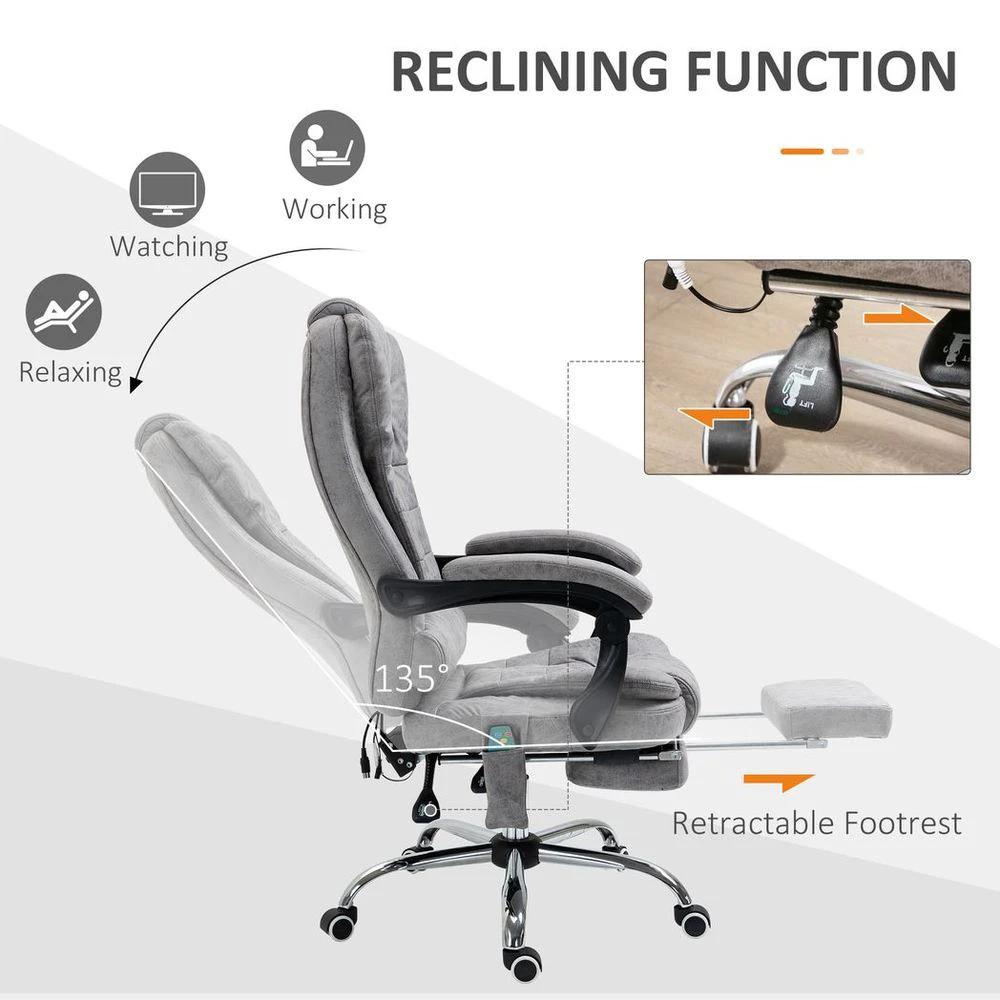 Vinsetto Vintage High Back Heated Massage Office Chair w/ 6 Vibration Points, Grey - Office Chair