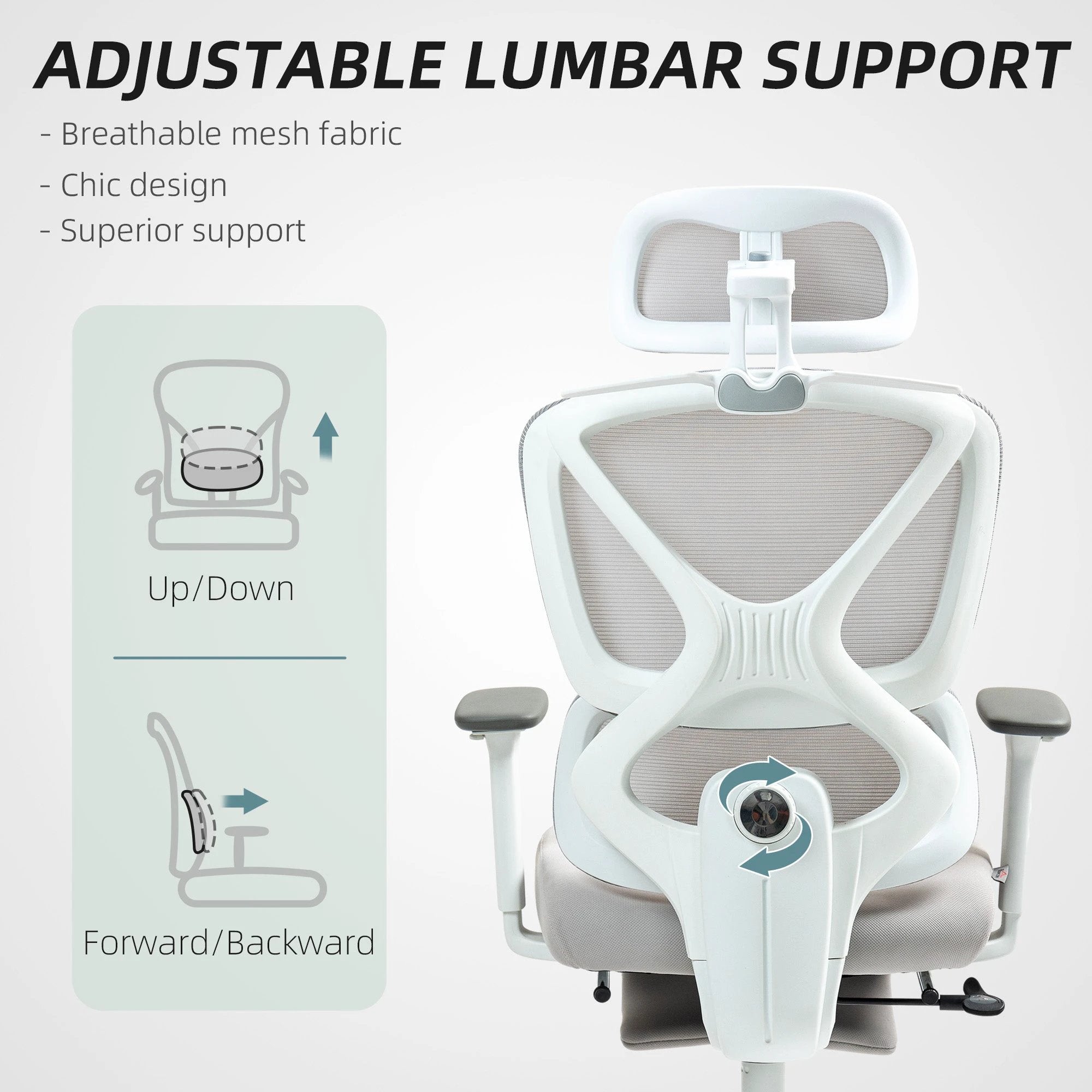 HOMCOM Ergonomic Office Chair, Recliner Computer Chair with Footrest, Grey - Office Chair