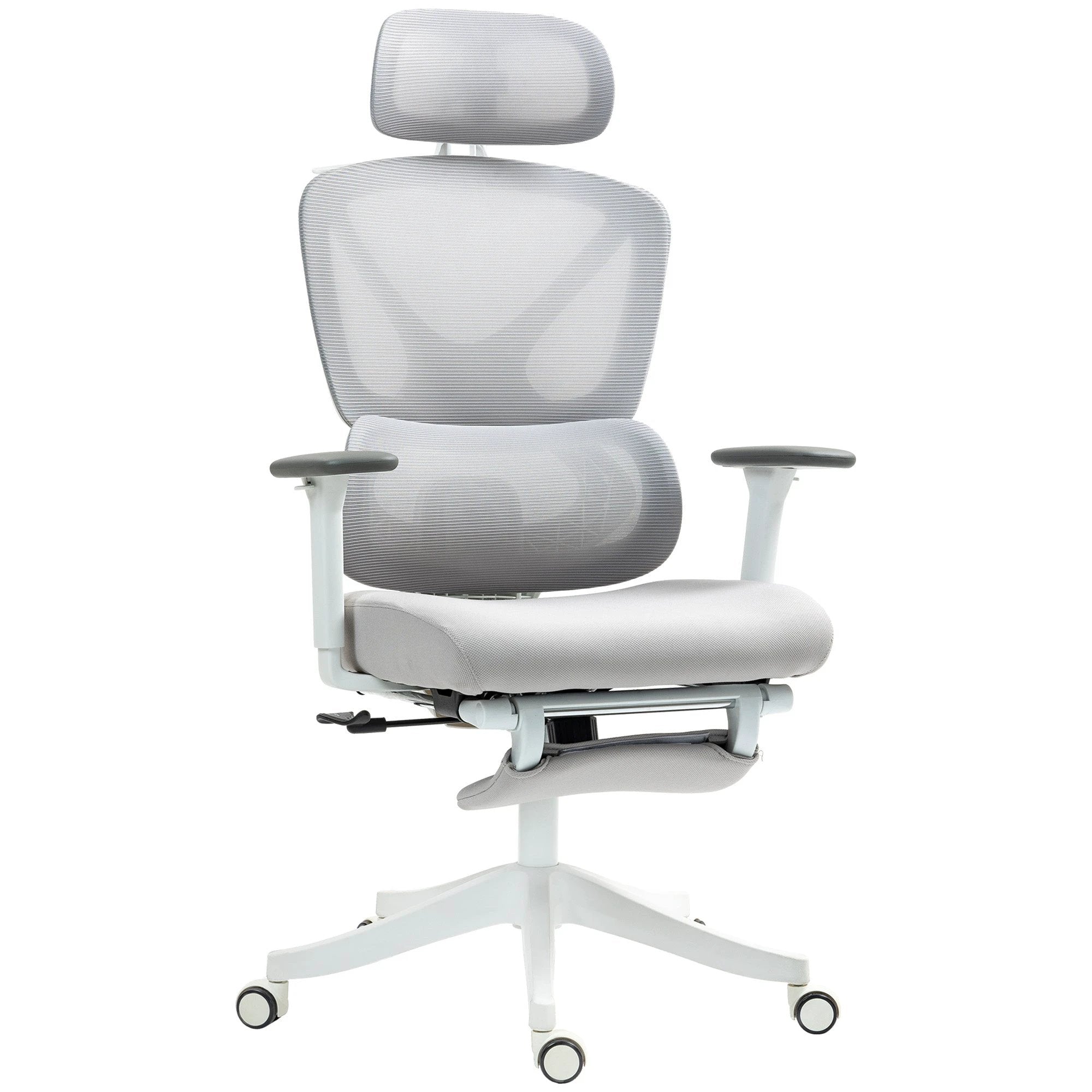 HOMCOM Ergonomic Office Chair, Recliner Computer Chair with Footrest, Grey - Office Chair