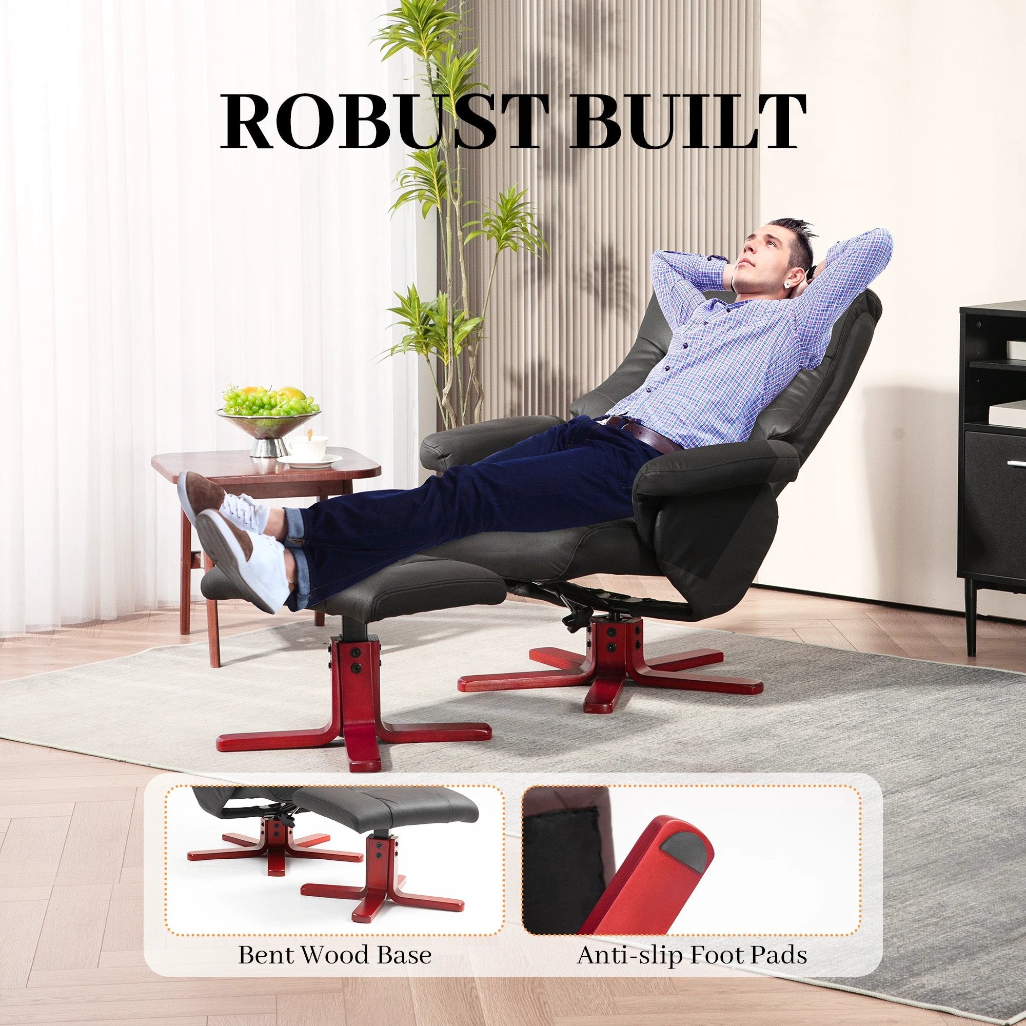 HOMCOM Recliner Chair with Footstool, Backrest Adjustable, Armchair by HOMCOM