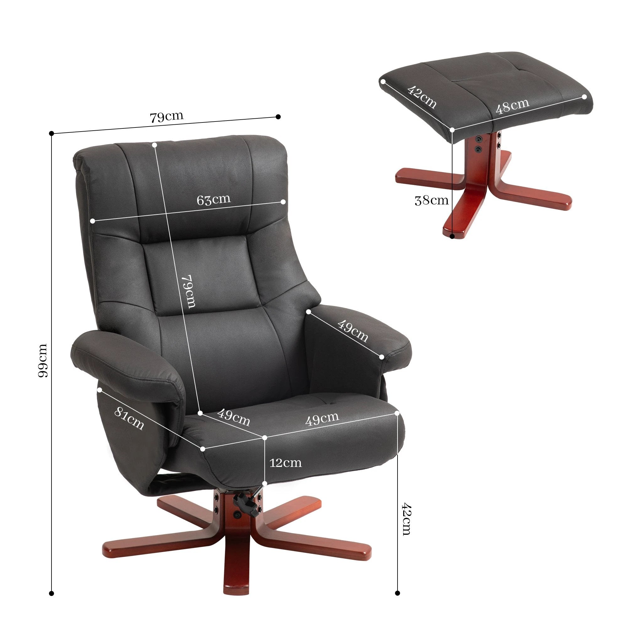 HOMCOM HOMCOM Recliner Chair with Footstool, Backrest Adjustable, Armchair - Recliner