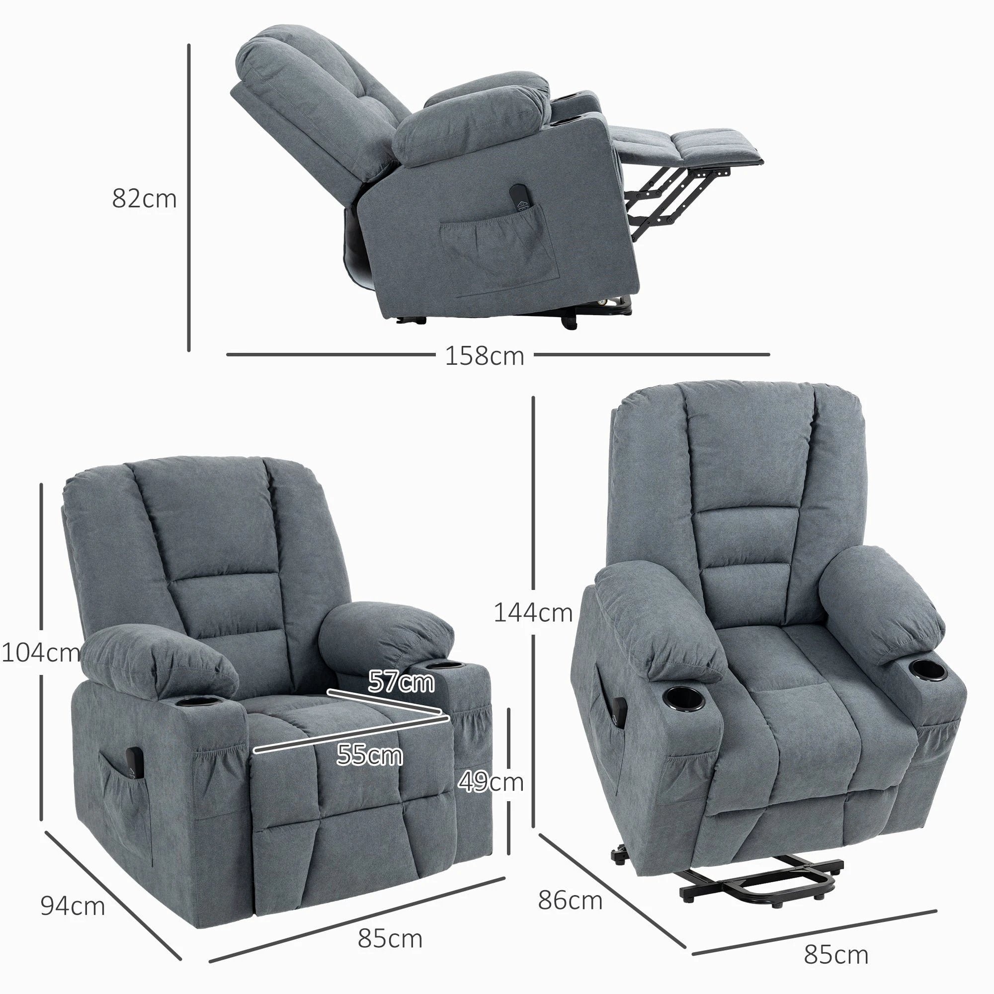 HOMCOM Riser and Recliner Chair w/ Remote, Lift Chair for Elderly, Light Grey by HOMCOM