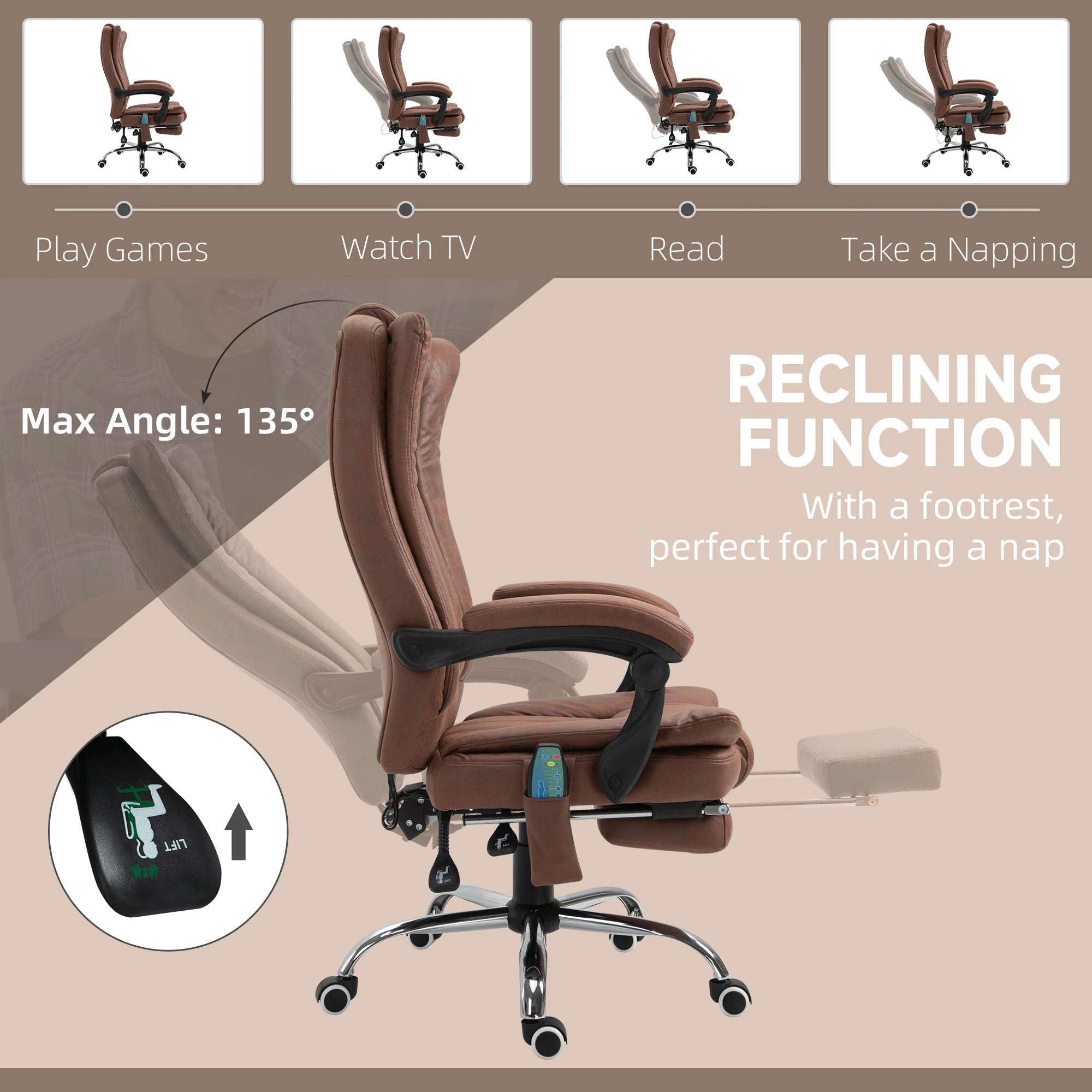 Vinsetto Vinsetto High Back Office Chair with Vibration Massage and Heat - Office Chair