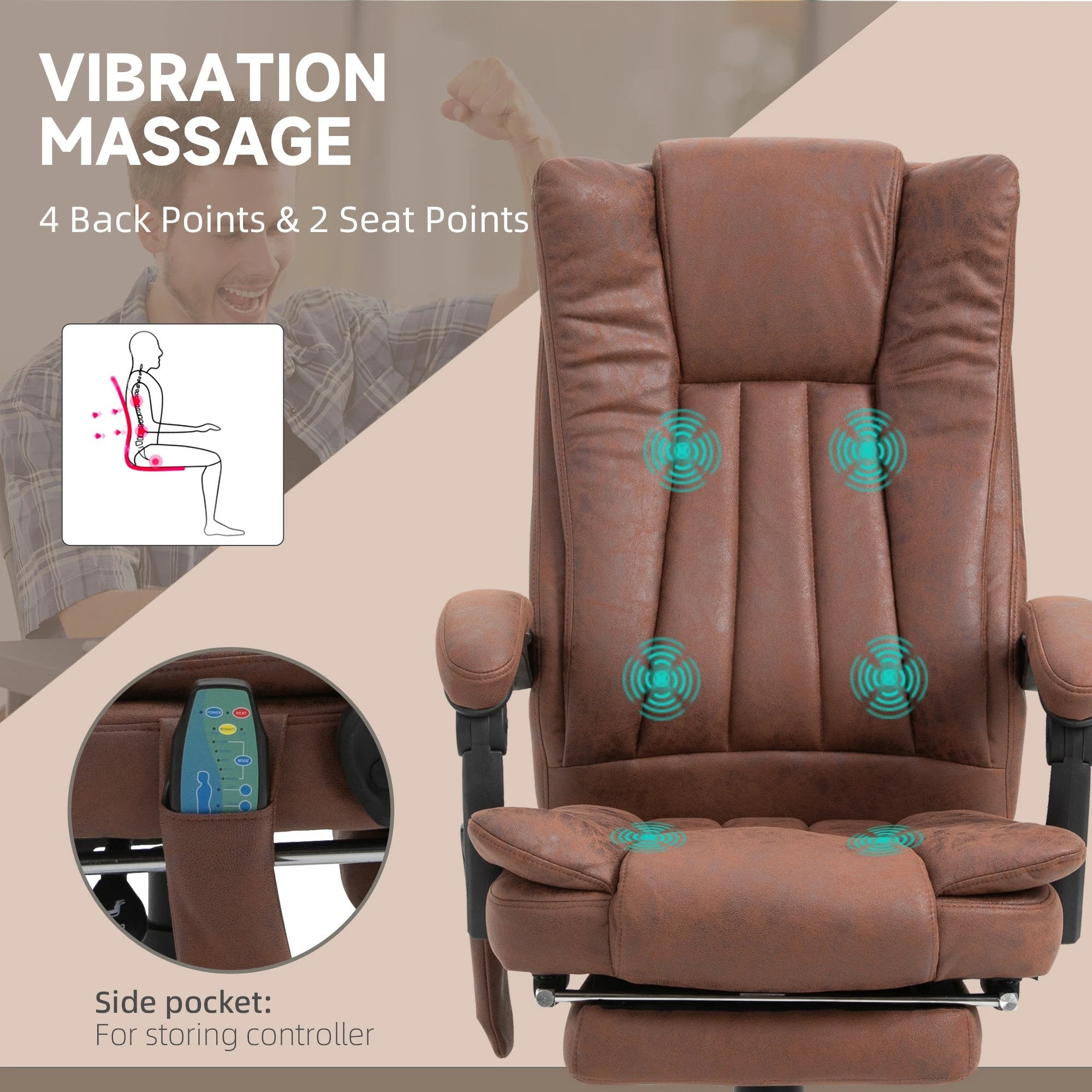 Vinsetto Vinsetto High Back Office Chair with Vibration Massage and Heat - Office Chair