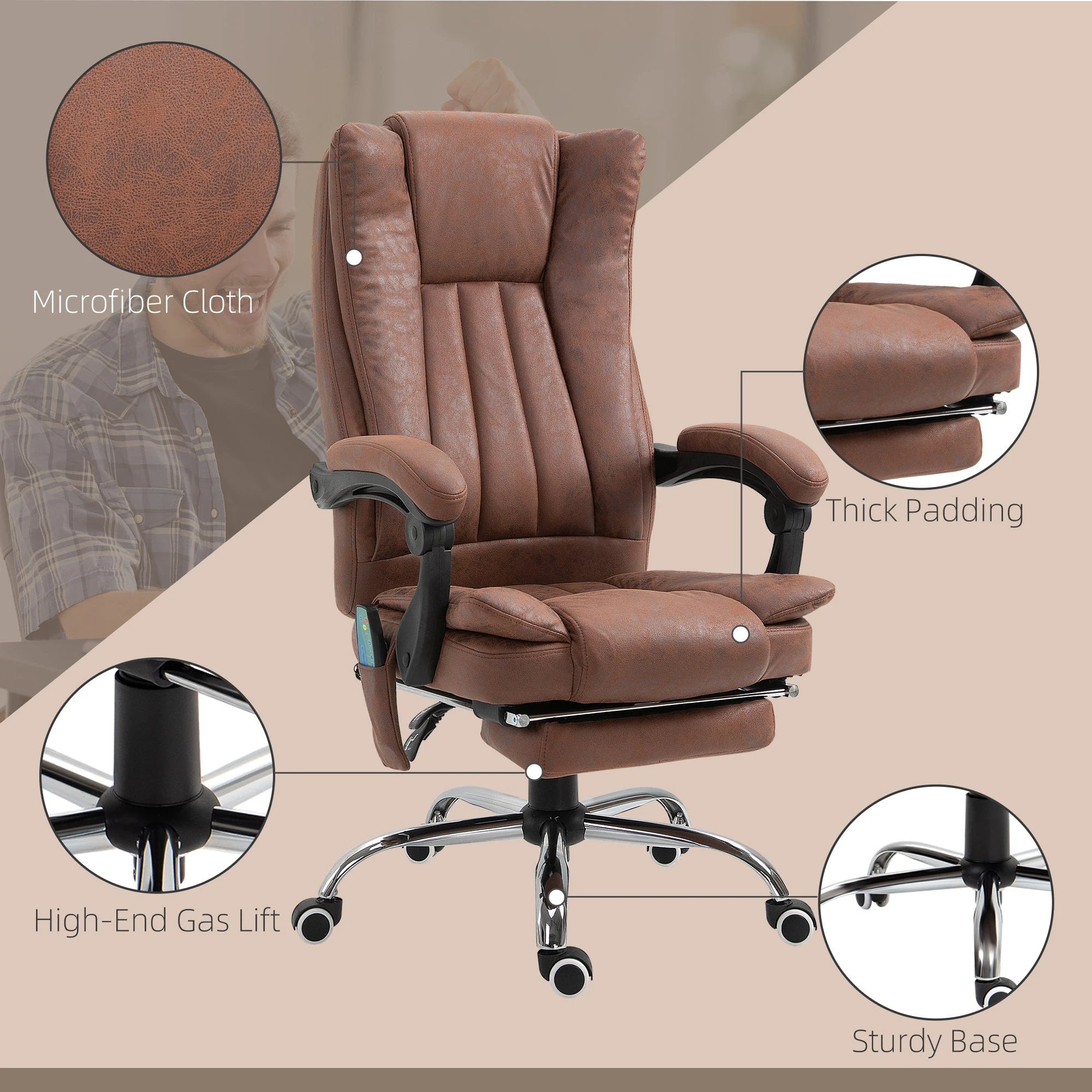 Vinsetto Vinsetto High Back Office Chair with Vibration Massage and Heat - Office Chair